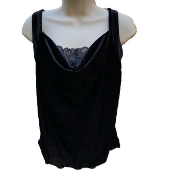 BLACK VELVET Sleeveless TankTop with Lace Detail Womens Medium - Picture 1 of 8